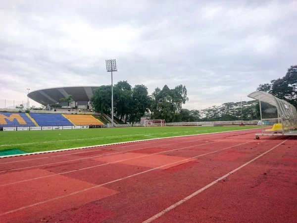 Kuala Lumpur Juin 2018 Terrain Football Avec Herbe Verte Journée — Photo