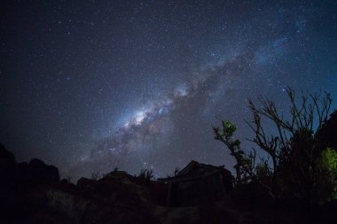 Samanyolu. Güzel yaz gece gökyüzünde yıldızlar ile. Arka plan.