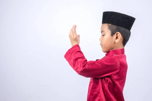 Портрет Молодого Азіатського Мусульманського Хлопчика Дівчинки Ізольовані Білому Тлі — стокове фото