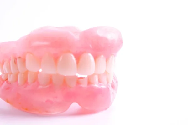 Sada Zubní Protézy Izolovaných Bílém Pozadí — Stock fotografie