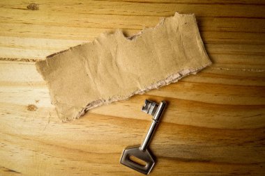 Başarı kavramsal rustik kahverengi kurulda ve anahtar.