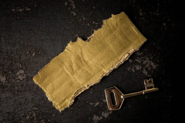 Framgång Konceptuell Med Rustik Brun Styrelsen Och Nyckel — Stockfoto