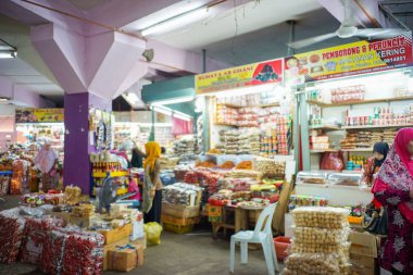 Kelantan, Malezya, 20 Ekim 2018.The satıcı ve Siti Hatice taze Pazar Kota Bharu, Kelantan, Malezya içinde yer alan iç ortam