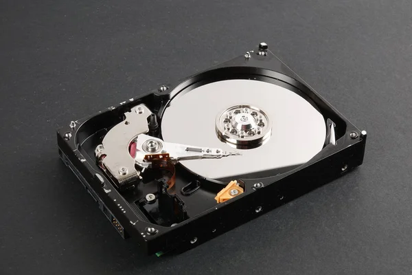 Pevný Disk Hdd Izolované Černém Pozadí — Stock fotografie