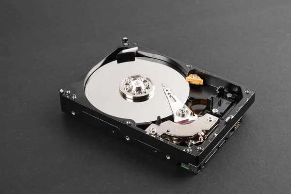 Unidade Disco Rígido Hdd Isolado Fundo Preto — Fotografia de Stock