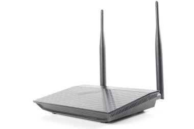 Beyaz arka plan üzerinde izole Modern kablosuz internet yönlendirici