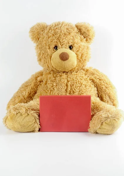 Teddy Bear Red Board White Copy Space Royalty Free Stock Images