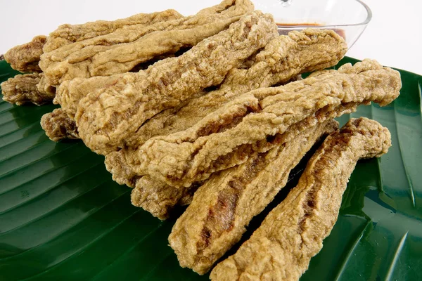 Snacks Pescado Frito Malayo Llamados Keropok Lekor —  Fotos de Stock