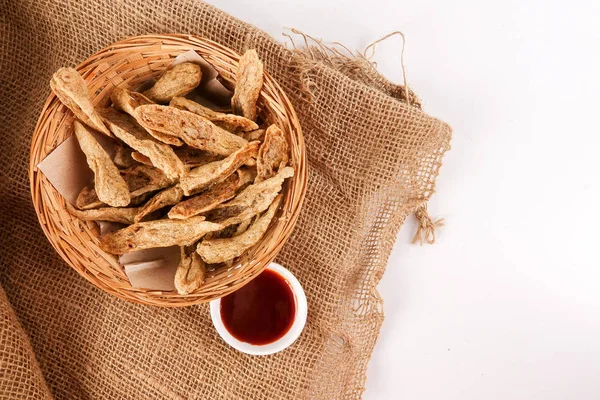 Snacks Pescado Frito Malayo Llamados Keropok Lekor —  Fotos de Stock