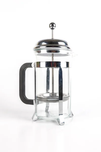 Empty Steel Coffee Maker Isolated White — Stock Photo, Image