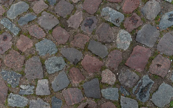 Textur Sten Marksten Asfalt Sten Väg Gammal Tysk Väg Grått — Stockfoto