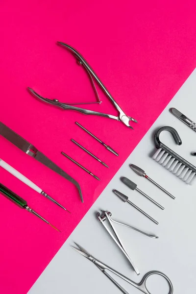 A set of manicure tools. Tools for a beauty salon or cosmetic bag. Accessories for the care and treatment of women's nails.