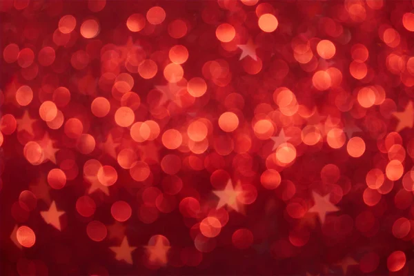 Abstract Red Background Defocused Lights Bokeh Shape Star Holiday Background — Stock Photo, Image