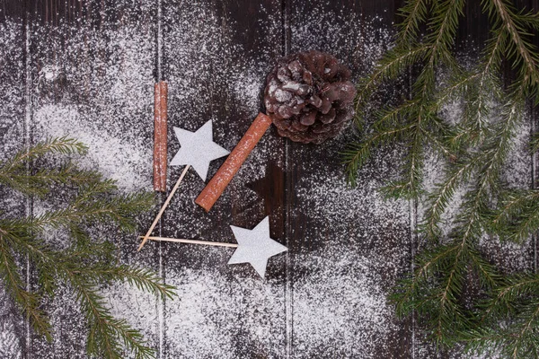 Creatieve winter Kerstmis keer bakken voedsel achtergrond — Stockfoto