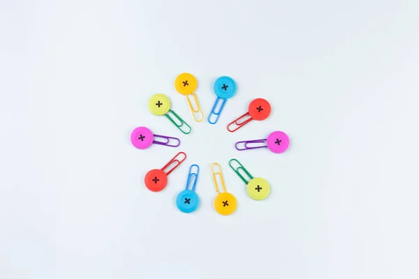 Collection of colorful paper clips. Office life concept. — Stock Photo, Image