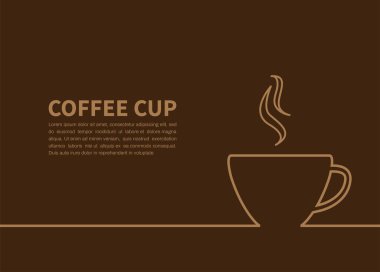 Kahverengi arka planda kahve fincanı. Metnin için kopyalama alanı var. Vektör illüstrasyonu.