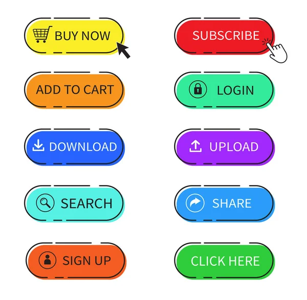 Set Web Buttons Buy Now Add Cart Button Vector Illustration — Stock Vector