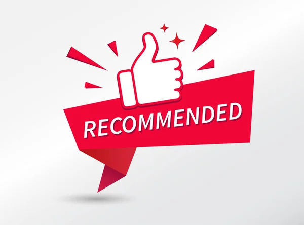 Tavsiye edilen Banner. Başparmaklar yukarı. Vektör illüstrasyonu