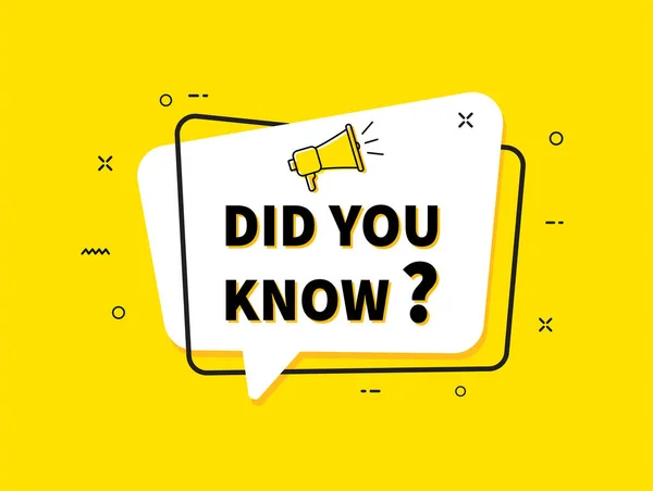 Megafonla konuşma baloncuğunu biliyor muydun? Vektör illüstrasyonu