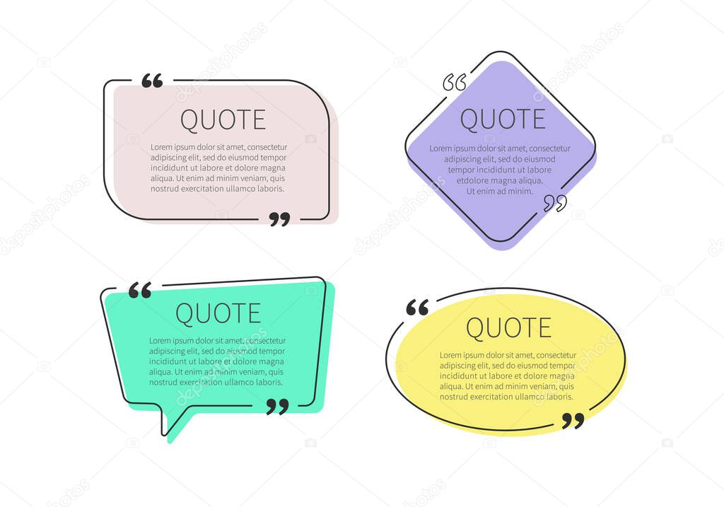 Quote frames set. Quote box. Vector illustration 
