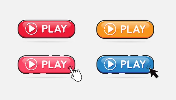 Jogar Botão Set Clique Botão Play Ilustração Vetorial — Vetor de Stock