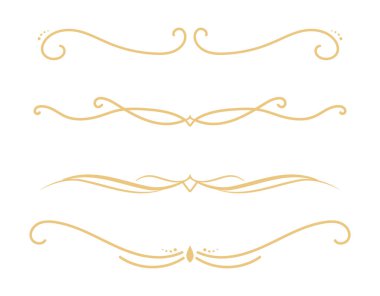 Klasik dekoratif altın çizgiler. Metin ayırıcılar. Altın sınır. Satır ayırıcıları