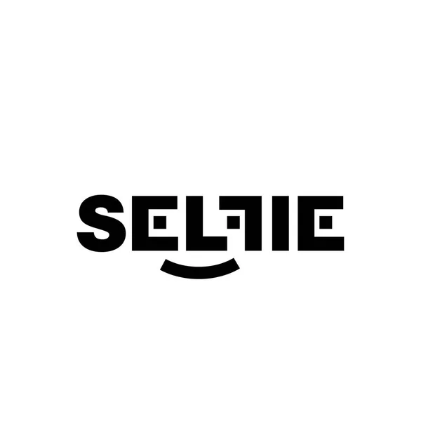 Μαύρο διάνυσμα Selfi λογότυπο σε λευκό φόντο. Όμορφος και μοντέρνος σχεδιασμός για το μαρκάρισμα. Διάνυσμα Αρχείου