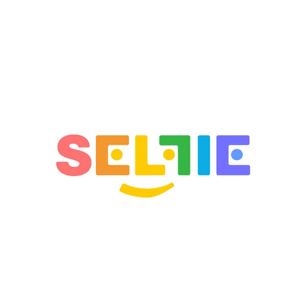 Logo vector de color esquinas suaves SELFI sobre un fondo blanco. Hermoso y moderno diseño para branding . Ilustración de stock