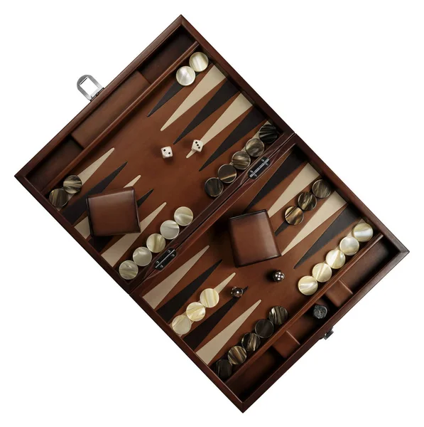 Backgammon Set Tafelspelen Geïsoleerd Luxe Gift Backgammon Board — Stockfoto