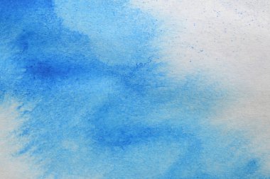 Soyut el boyası beyaz kağıt arkaplan üzerine mavi suluboya sıçrama, Yaratıcı Tasarım Şablonları
