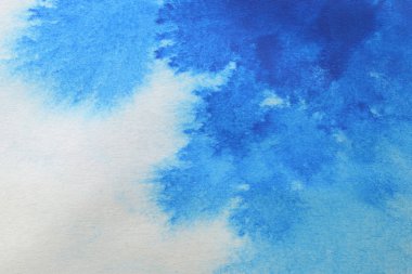 Soyut el boyası beyaz kağıt arkaplan üzerine mavi suluboya sıçrama, Yaratıcı Tasarım Şablonları
