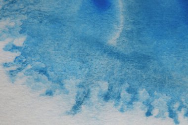 Soyut el boyası beyaz kağıt arkaplan üzerine mavi suluboya sıçrama, Yaratıcı Tasarım Şablonları