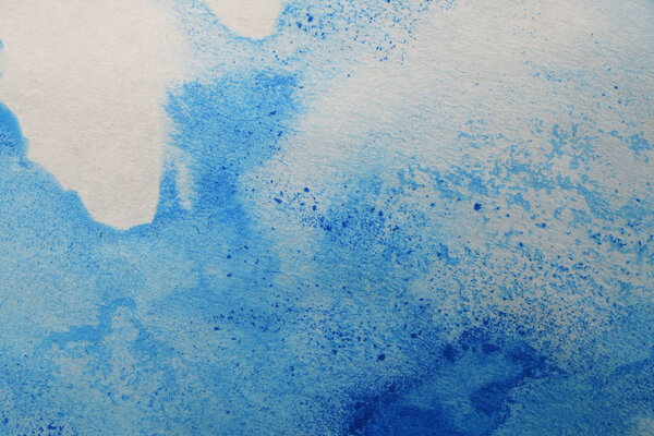 Abstract hand painted  blue  watercolor splash on white paper background, Creative Design Templates