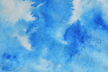 Soyut el boyası beyaz kağıt arkaplan üzerine mavi suluboya sıçrama, Yaratıcı Tasarım Şablonları