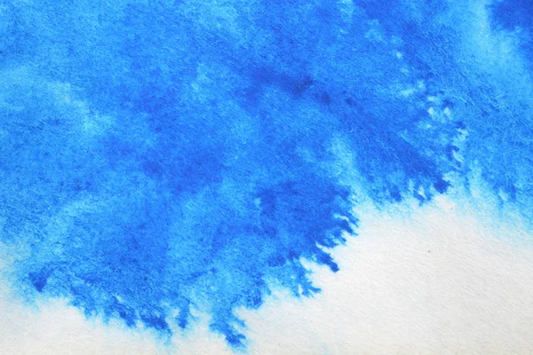 Aquarelle Bleue Peinte Main Abstraite Éclaboussure Sur Fond Papier Blanc — Photo