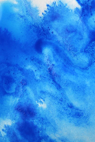 Salpicadura Acuarela Azul Pintada Mano Abstracta Sobre Fondo Papel Blanco —  Fotos de Stock