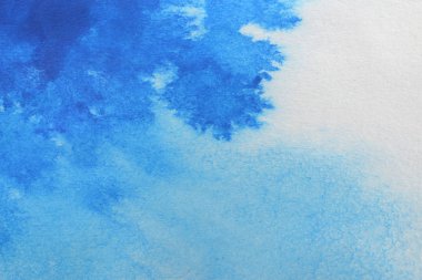 Soyut el boyası beyaz kağıt arkaplan üzerine mavi suluboya sıçrama, Yaratıcı Tasarım Şablonları