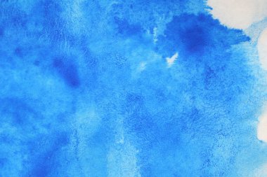 Soyut Mavi el boyalı mürekkep ve suluboya splash Beyaz Kağıt arka planda, yaratıcı tasarım şablonları