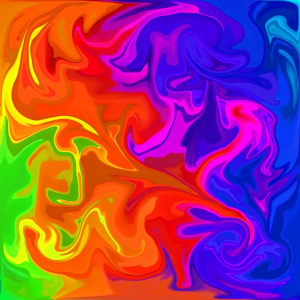 Kleurrijke Digitale Acryl Colour Swirl Soortgelijke Marmeren Twist Texture Achtergrond — Stockfoto