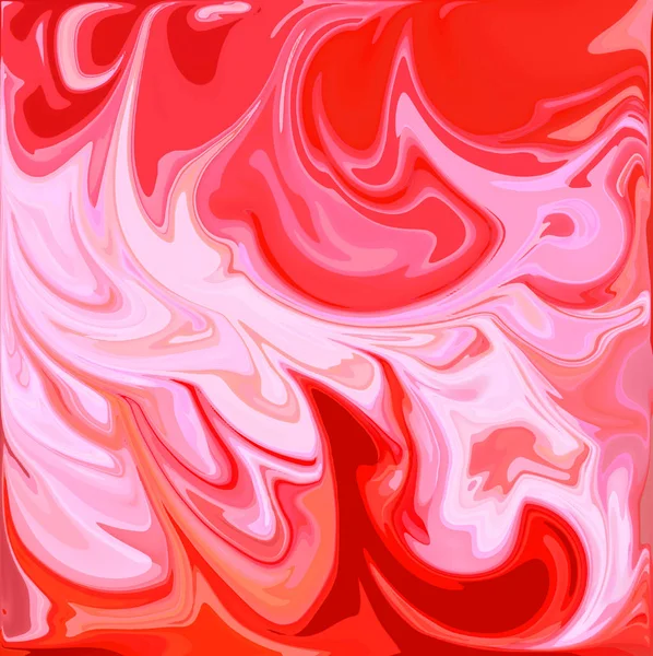 Red Digital Acrylic Color Swirl Similar Marble Twist Texture Background — Stock Photo, Image