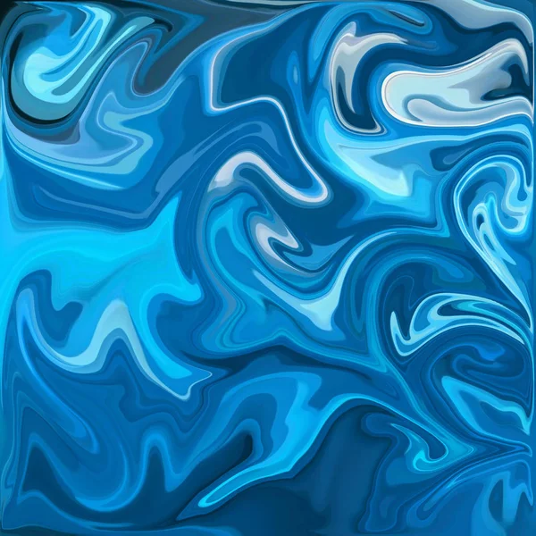 Blue Digital Acrylic Color Swirl Similar Marble Twist Texture Background — Stock Photo, Image