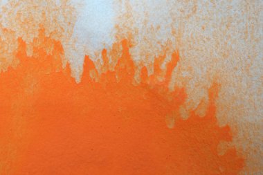 Soyut el boyalı turuncu suluboya splash beyaz kağıt arka planda, yaratıcı tasarım şablonları