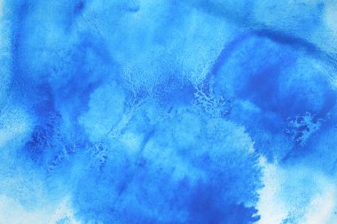 Soyut el boyası beyaz kağıt arkaplan üzerine mavi suluboya sıçrama, Yaratıcı Tasarım Şablonları