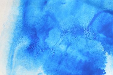 Soyut el boyası beyaz kağıt arkaplan üzerine mavi suluboya sıçrama, Yaratıcı Tasarım Şablonları