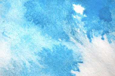 Soyut el boyası beyaz kağıt arkaplan üzerine mavi suluboya sıçrama, Yaratıcı Tasarım Şablonları