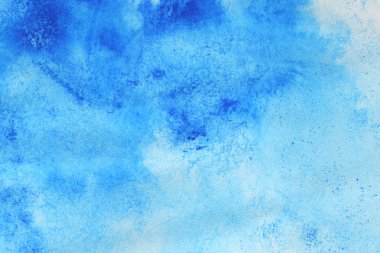 Soyut el boyası beyaz kağıt arkaplan üzerine mavi suluboya sıçrama, Yaratıcı Tasarım Şablonları