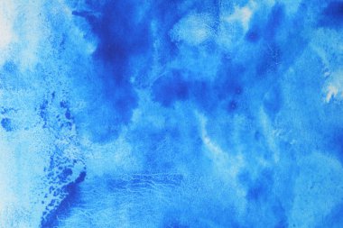 Soyut el boyası beyaz kağıt arkaplan üzerine mavi suluboya sıçrama, Yaratıcı Tasarım Şablonları