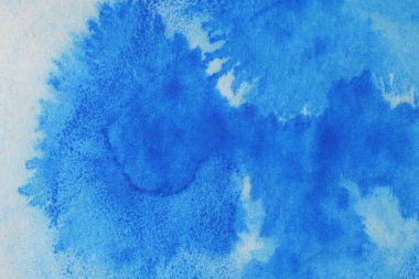 Soyut el boyası beyaz kağıt arkaplan üzerine mavi suluboya sıçrama, Yaratıcı Tasarım Şablonları