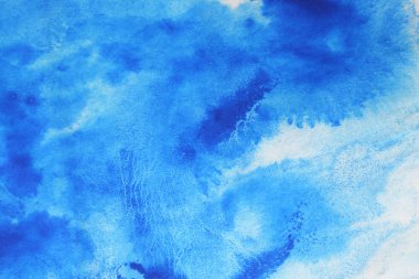 Soyut el boyası beyaz kağıt arkaplan üzerine mavi suluboya sıçrama, Yaratıcı Tasarım Şablonları