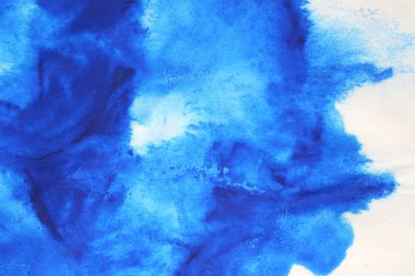 Soyut el boyası beyaz kağıt arkaplan üzerine mavi suluboya sıçrama, Yaratıcı Tasarım Şablonları